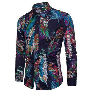 Men's Linen Floral Color Print Shirt..