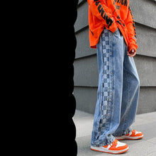 Plaid Elastic Waist Jeans - K-Pop Inspired Streetwear!