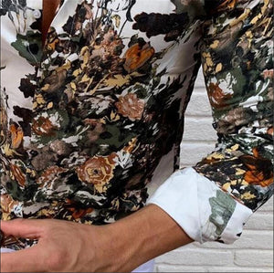 Men's Long Sleeve Button-Down Floral Shirt. Top Fashion Quality..