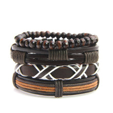 Unisex Genuine Leather 4 PC Bracelets.