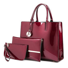 Luxury Patent Leather 3 Pc Tote Set In 4 Beautiful Rich Colors!