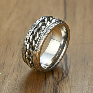 🌟 Men's Cool Black Chain Ring. Stainless Steel & Rotatable Links..