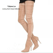 🌟 Women's Suede Leather Thigh High Stiletto Boots..