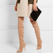 🌟 Women's Suede Leather Thigh High Stiletto Boots..